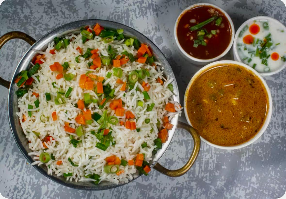 Handi rice with sides from Sai Silver Dum Biryani